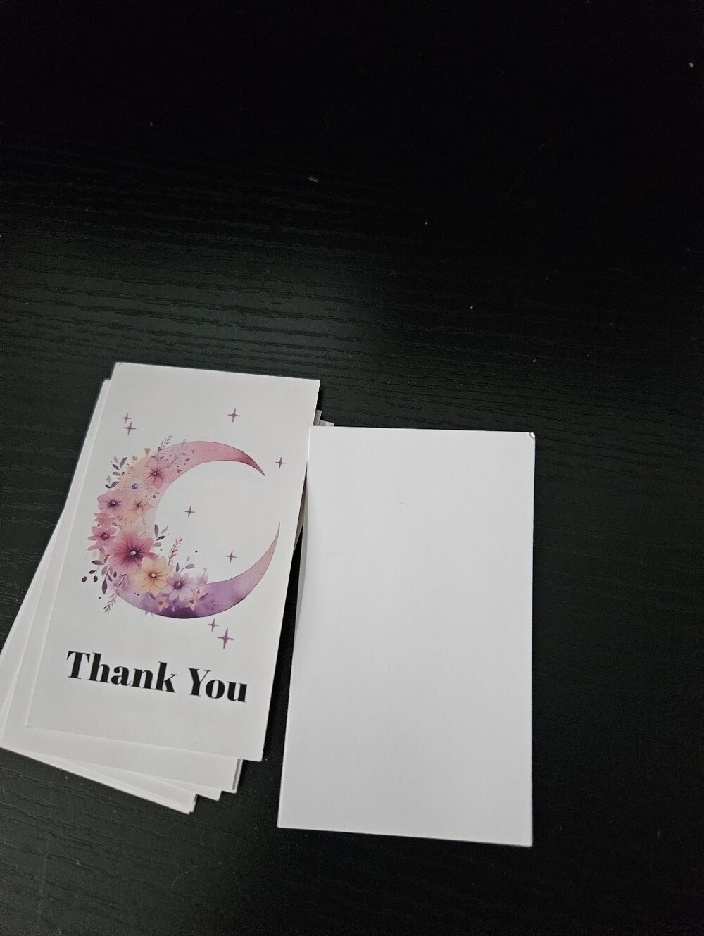 Thank You Cards with Pink & Purple Floral Crescent Moon